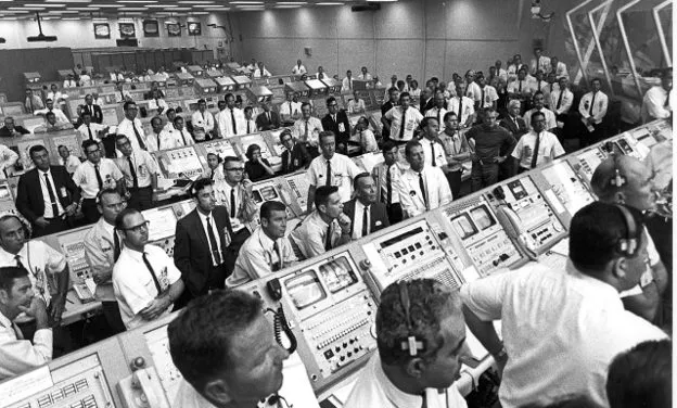 Mission Control team at their consoles during Apollo 13